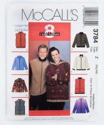 3784 MCCALLS KNIT UNISEX HOOD/ COLLAR JACKET PATTERN XL-XXL, SM-LG